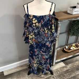 GABBY SKYE blue with floral print dress size 16